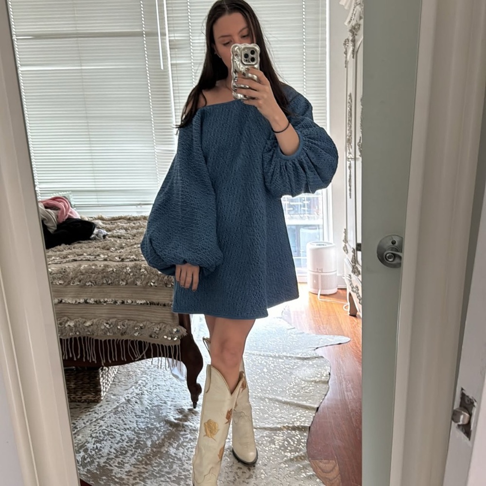 Arianne Elmy Denim (Blue) Textured Knit Good Luck Dress